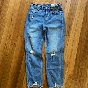 Gap wide leg straight distressed jeans denim size 2 26 high rise 1969